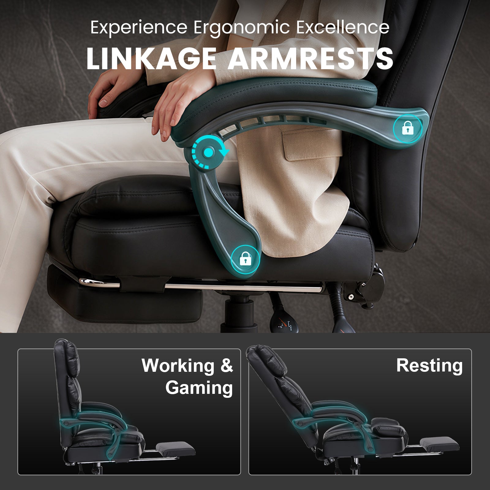 Cloudrest Pro Executive Big and Tall Office Chair with Linkage Armrests 90°-145° CH1001