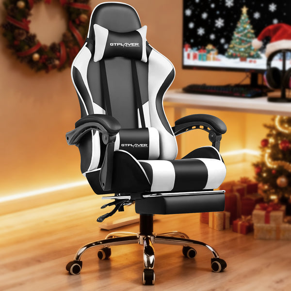 GTPLAYER Gaming Chair with Footrest and Lumbar Support, Height Adjustable GT800A