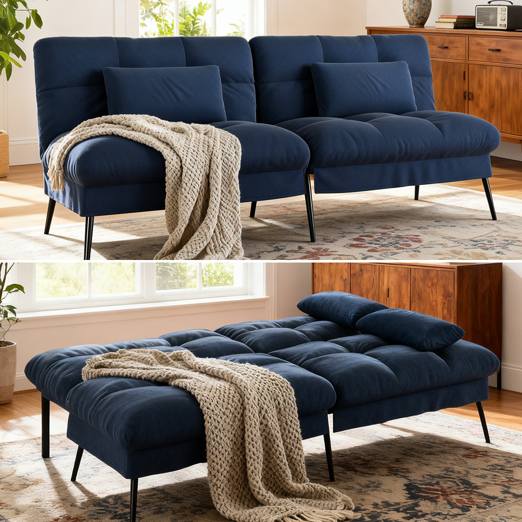 COMHOMA® 72“ Convertible Futon Sofa Bed with Adjustable Backrest B001