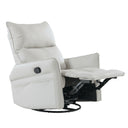 PU Rocking Recliner Chair, 360° Swivel Nursery Rocking Chair, Glider Chair, Modern Small Rocking Swivel Recliner Chair, Home Theater Seating, Side Pocket (Light Gray+360° Swivel)