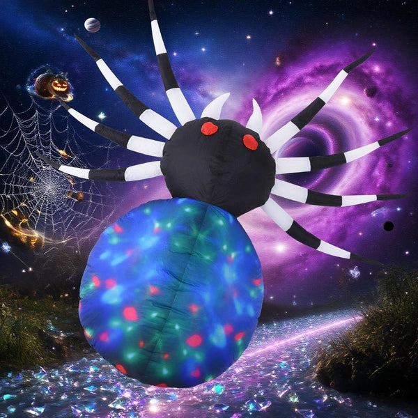 Halloween Inflatables Outdoor Decorations Multicolor Red-Eyed Spider, Blow Up LED Yard Decor for Garden