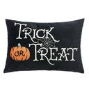 Trick or Treat Halloween Lumbar Pillow – Embroidered Black Cushion with Insert