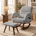 COMHOMA Teddy Fabric Rocking Chair Nursery with Ottoman & Lumber Pillow H007