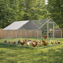 COMHOMA Large Metal Chicken Coop with Waterproof Roof & Lockable Door OT-GD06