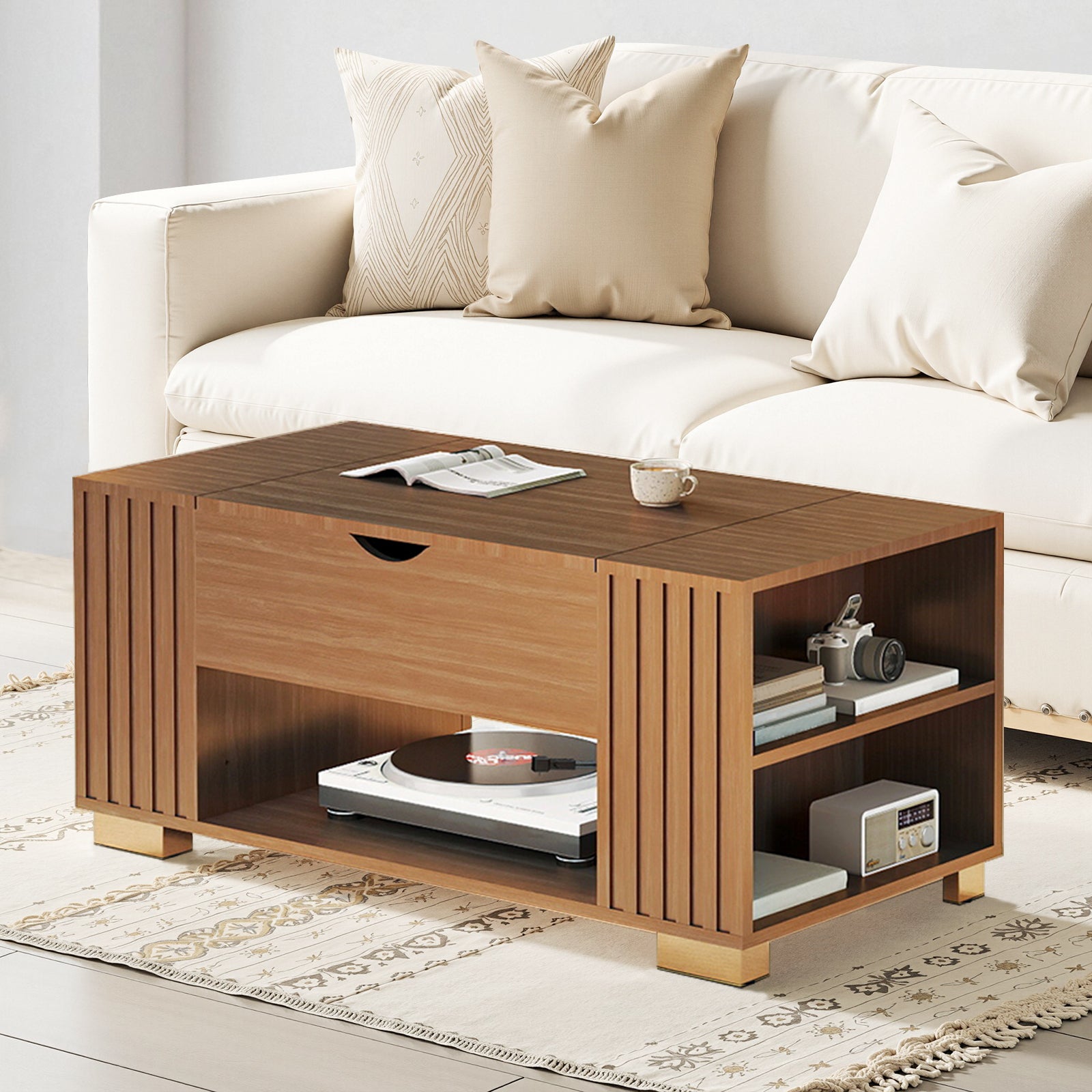 COMHOMA Coffee Table with Lifting Top & Hidden Storage