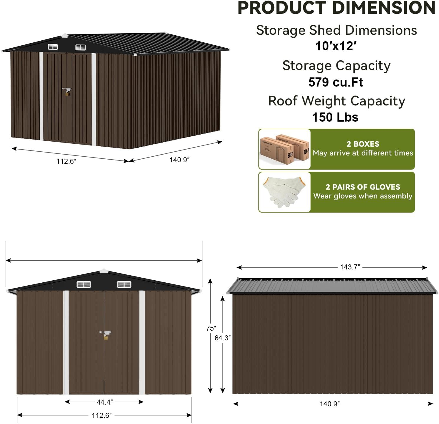 COMHOMA Outdoor Metal Storage Tool Shed B106