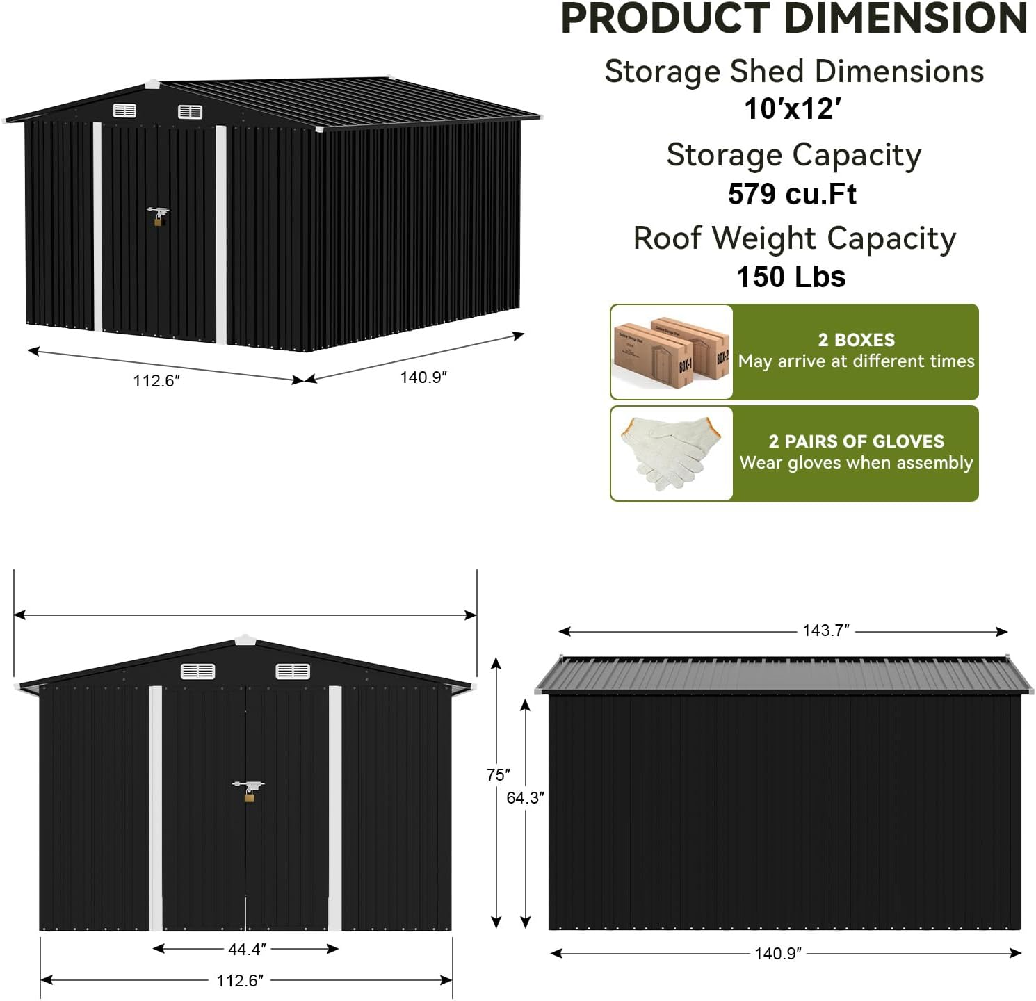 COMHOMA Outdoor Metal Storage Tool Shed B106