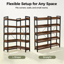 COMHOMA 5-Tier/6-Tier Corner Bookshelf, L-Shaped Metal Frame Shelf with Tall 14" Shelves HBOK1