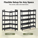 COMHOMA 5-Tier/6-Tier Corner Bookshelf, L-Shaped Metal Frame Shelf with Tall 14" Shelves HBOK1
