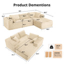 COMHOMA Modular Sectional Couch with L/R-Shape Chaise, Corduroy Upholstery & No Assembly Required B10