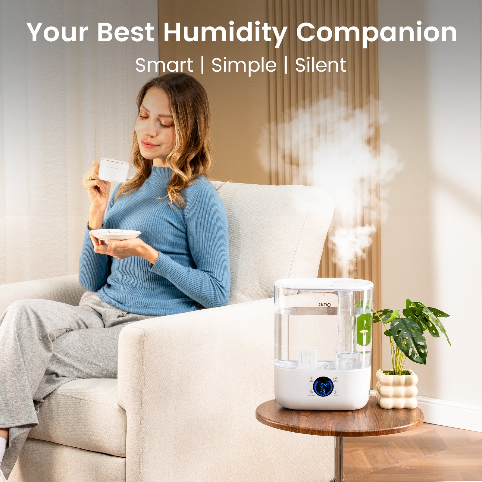 LUCKLIFE Smart Humidifiers for Bedroom,5L Top Fill Cool Mist & 36H Runtime Ultrasonic Humidifier,Quiet 28dB Essential Oil Diffuser for Baby & Plants, EH02