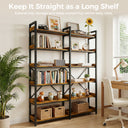 COMHOMA 5-Tier/6-Tier Corner Bookshelf, L-Shaped Metal Frame Shelf with Tall 14" Shelves HBOK1