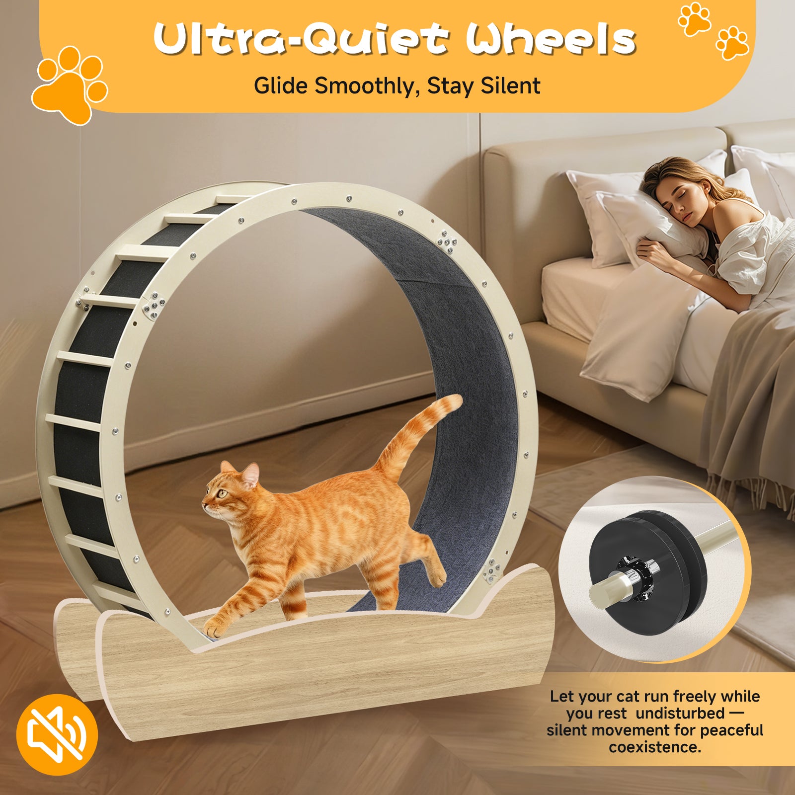 LUCKLIFE® 40" Metal Large Cat Exercise Wheel with Detachable Carpet & Teaser/Stickers, PET-CEW