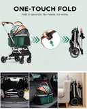COMHOMA 3-in-1 Foldable Pet Stroller for Small Dogs & Cats Up to 45 lbs with Storage Basket and Cup Holder, PET-CART01