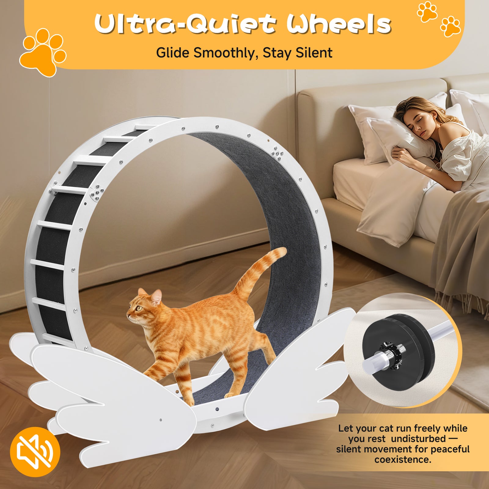 LUCKLIFE® 40" Metal Large Cat Exercise Wheel with Detachable Carpet & Teaser/Stickers, PET-CEW