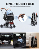 COMHOMA 3-in-1 Foldable Pet Stroller for Small Dogs & Cats Up to 45 lbs with Storage Basket and Cup Holder, PET-CART01
