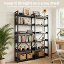 COMHOMA 5-Tier/6-Tier Corner Bookshelf, L-Shaped Metal Frame Shelf with Tall 14" Shelves HBOK1