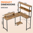 COMHOMA 53" Reversible L-Shaped Gaming Desk with LED Lights, Power Outlets Computer Desk with Hooks and Cup Holder, DL009