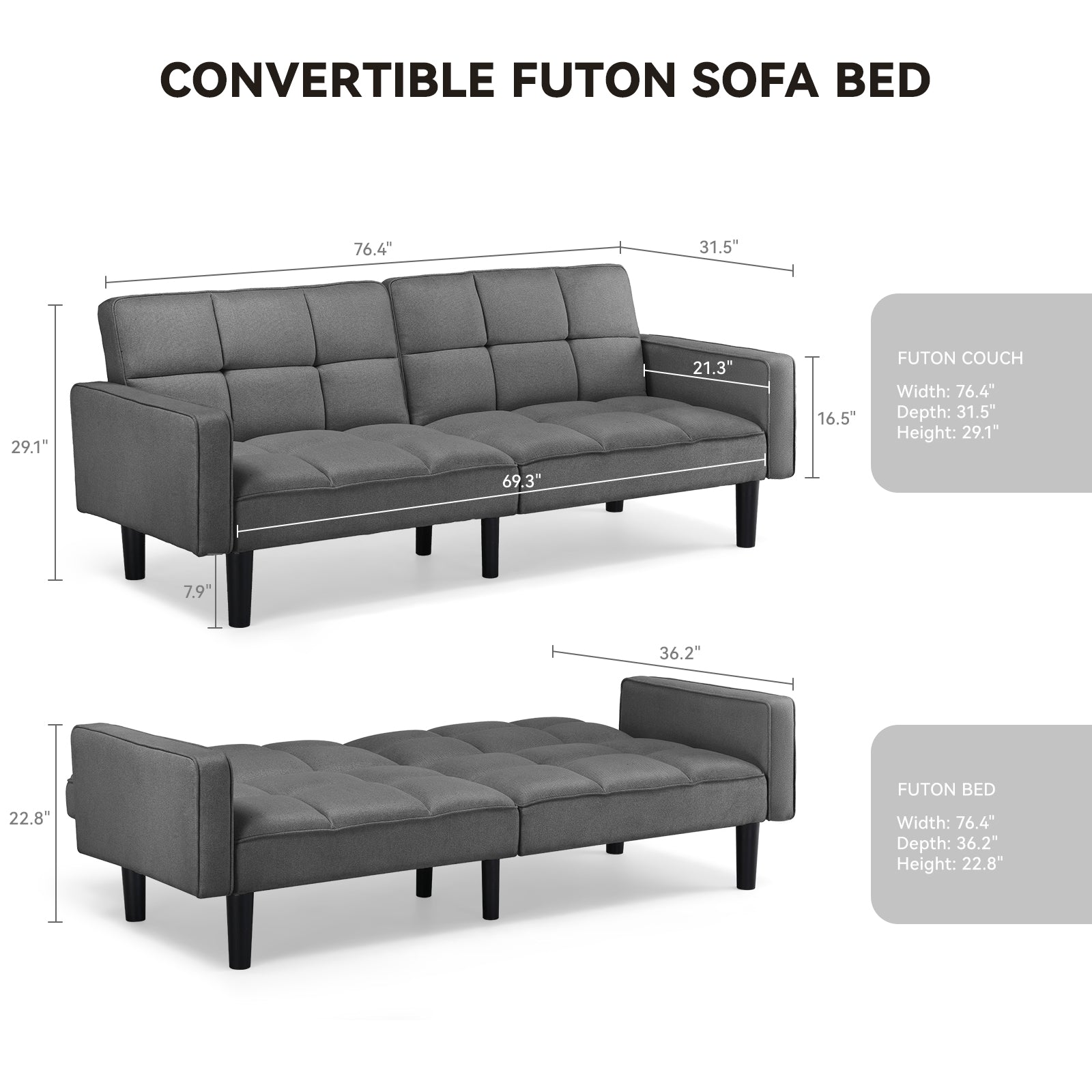 COMHOMA Futon Sofa Bed B004