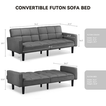 COMHOMA 76" Large Space Folding Fabric or PU Futon Sofa Bed B004