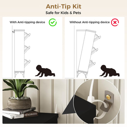 COMHOMA Shoe Storage Cabinet with 3  Flip Drawers