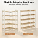 COMHOMA 5-Tier/6-Tier Corner Bookshelf, L-Shaped Metal Frame Shelf with Tall 14" Shelves HBOK1