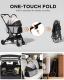 COMHOMA 3-in-1 Foldable Pet Stroller for Small Dogs & Cats Up to 45 lbs with Storage Basket and Cup Holder, PET-CART01