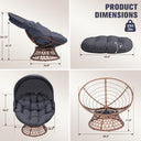 COMHOMA Oversized Papasan Chair with Sun Shade OT-CH01