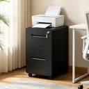 2 Drawer Metal Mobile File Cabinet with Lock, All-Steel Metal Storage Cabinet on 360° Wheels, Fully Assembled, Holds A4/Letter/Legal Files, Black Steel Office Storage Cabinet for Home Office