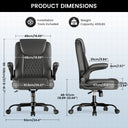 Cloudrest Pro Rocking Leather Office Chair with Back Support and Adjustable Armrests, for Short People Use CH228
