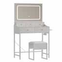COMHOMA® 27" Makeup Vanity Desk Set with 3-Color LED Mirror, Charging Station & 5 Drawers B205