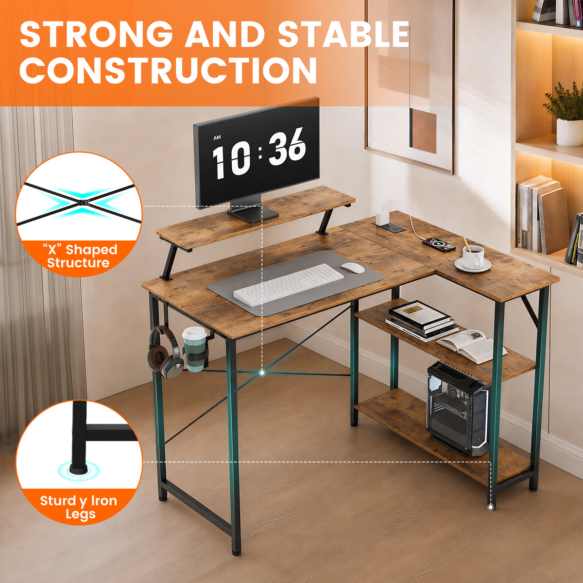 COMHOMA® Reversible Office Gaming Desk with RGB LED Lighting, Hooks and Cup Holder DL007/DL008/DL009