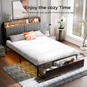 COMHOMA Bed Frame with 2 Storage Drawers & LED BF001