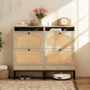 Shoe Storage Cabinet with 2 Flip Drawers & Charging Station