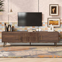 Mid Century TV Stand with 2 Drawers, Media Console Table for TVs up to 80'', Entertainment Center with Storage for Living room, Bedroom, Home Theatre