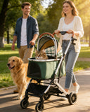 COMHOMA 3-in-1 Foldable Pet Stroller for Small Dogs & Cats Up to 45 lbs with Storage Basket and Cup Holder, PET-CART01