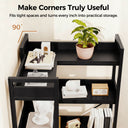 COMHOMA 5-Tier/6-Tier Corner Bookshelf, L-Shaped Metal Frame Shelf with Tall 14" Shelves HBOK1