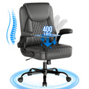 Cloudrest Pro Rocking Leather Office Chair with Back Support and Adjustable Armrests, for Short People Use CH228
