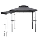 8'x5' BBQ Grill Gazebo Canopy Shelter Tent with Shelf & Awning Double-Tiered Top