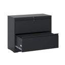 Modern Black 2-Drawer Steel Lateral File Cabinet with Lock for Legal/Letter/A4/F4 Size