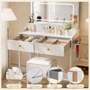 COMHOMA® 27" Makeup Vanity Desk Set with 3-Color LED Mirror, Charging Station & 5 Drawers B205
