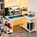 GTRACING Carbon Fiber L Shaped Computer Desk with Drawer & Shelf DL004