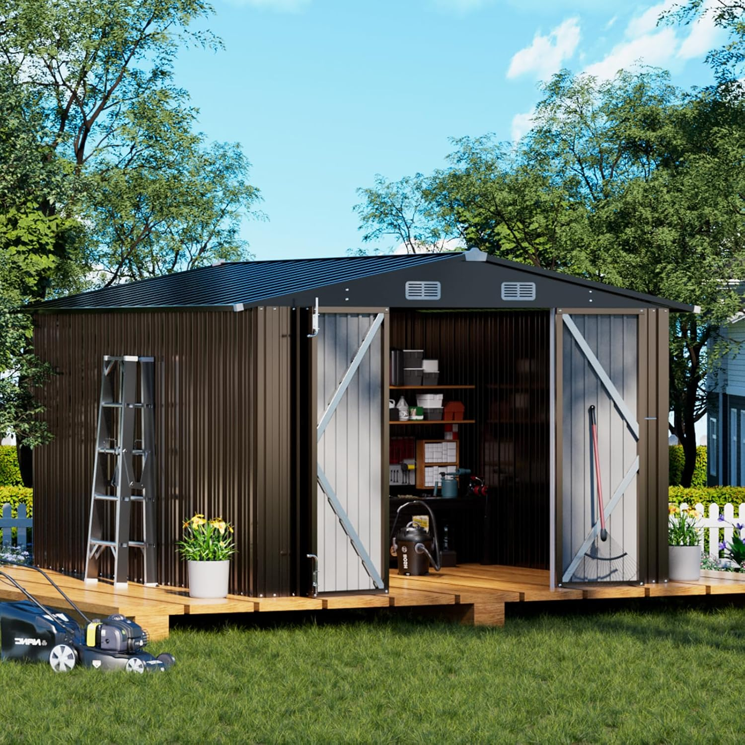 COMHOMA Outdoor Metal Storage Tool Shed B106