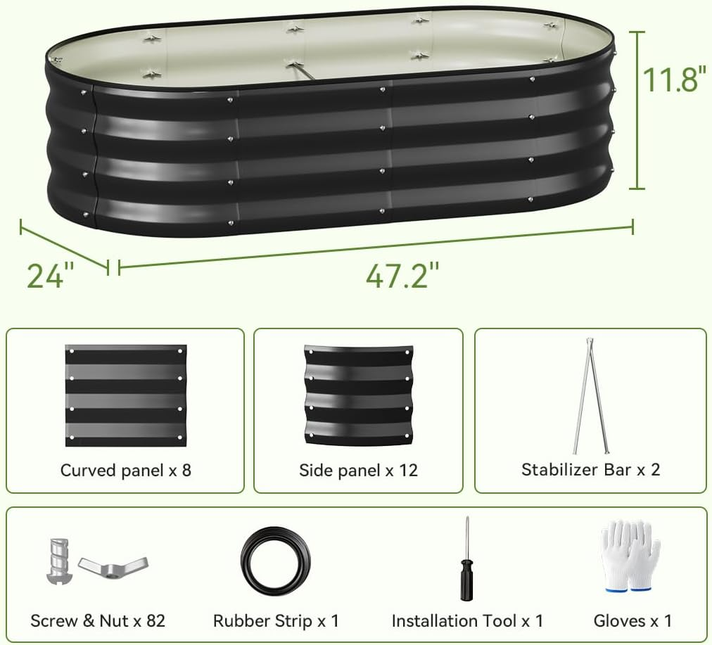 Metal Raised Garden Bed with Gloves Tools OT-GD02