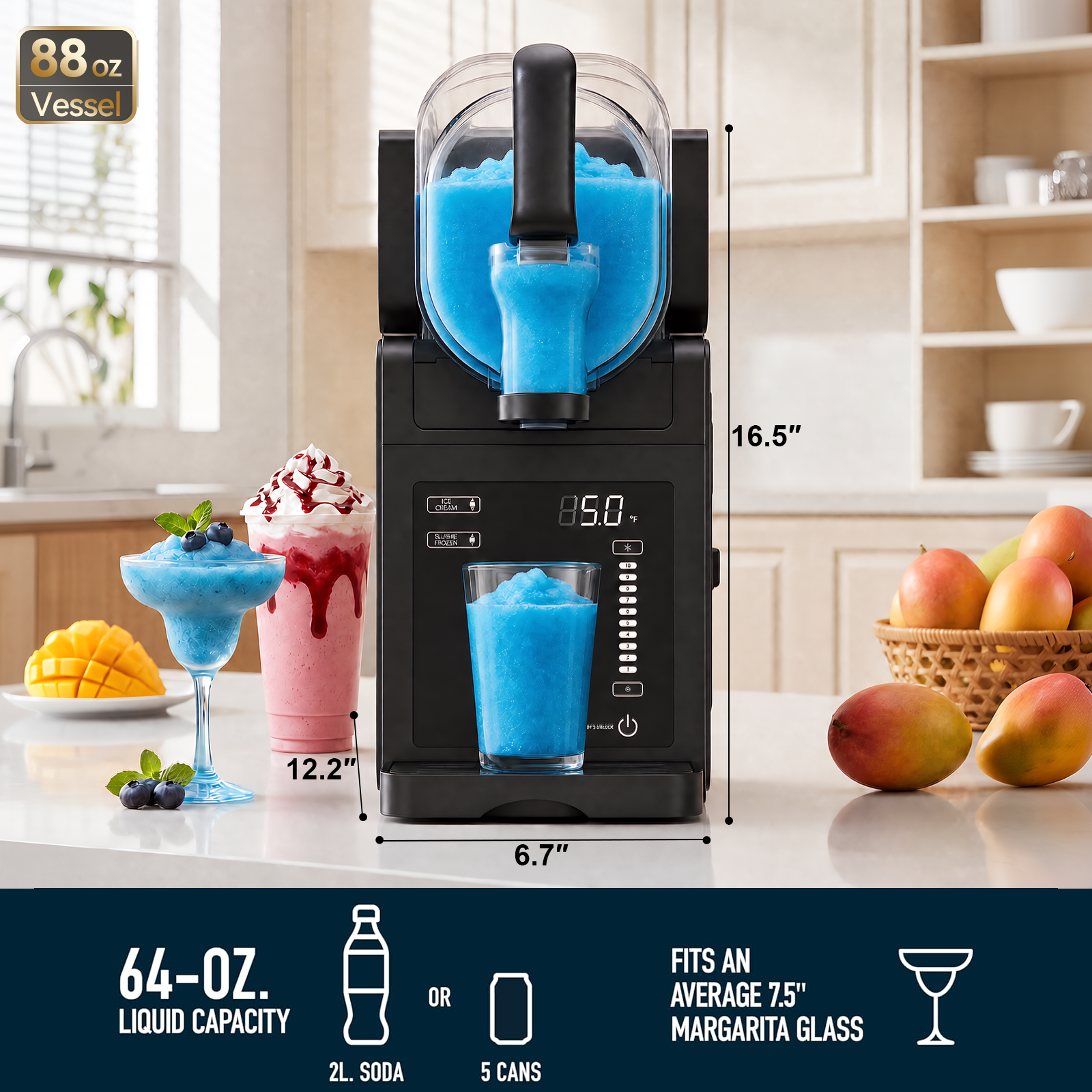 COMHOMA Frozen Drink & Slushie Machine with RapidChill Technology | 88 oz. | 5 Preset Programs, EH04