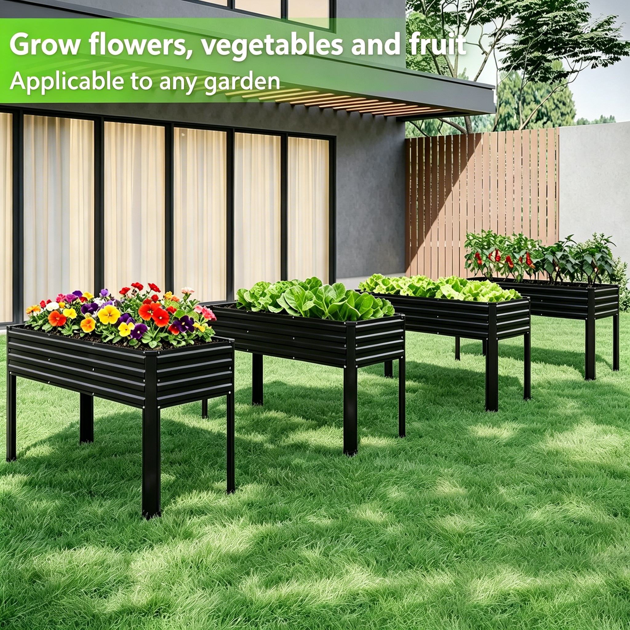 Metal Raised Garden Bed with Gloves Tools OT-GD02