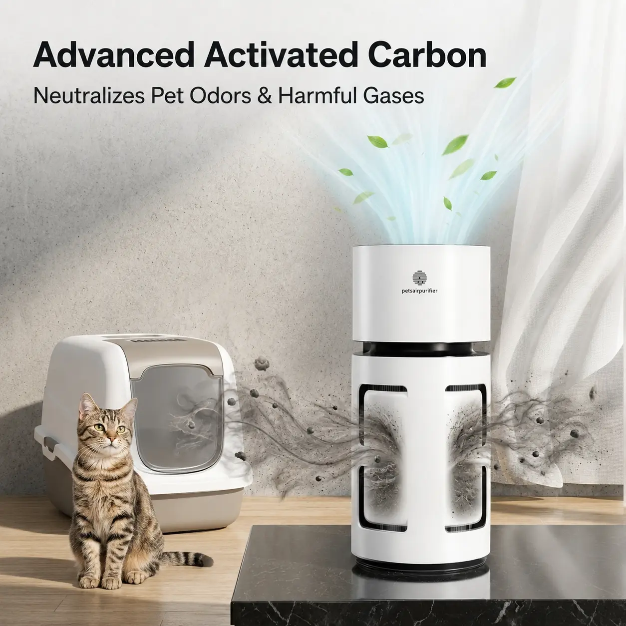 2-in-1 Pet Air Purifier for 1076 Sq. Ft Large Rooms, H13 True HEPA Filter Removes 99.97% of Odors/Dander/Smoke, Bonus Cat Scratcher Cover DX-APUR1