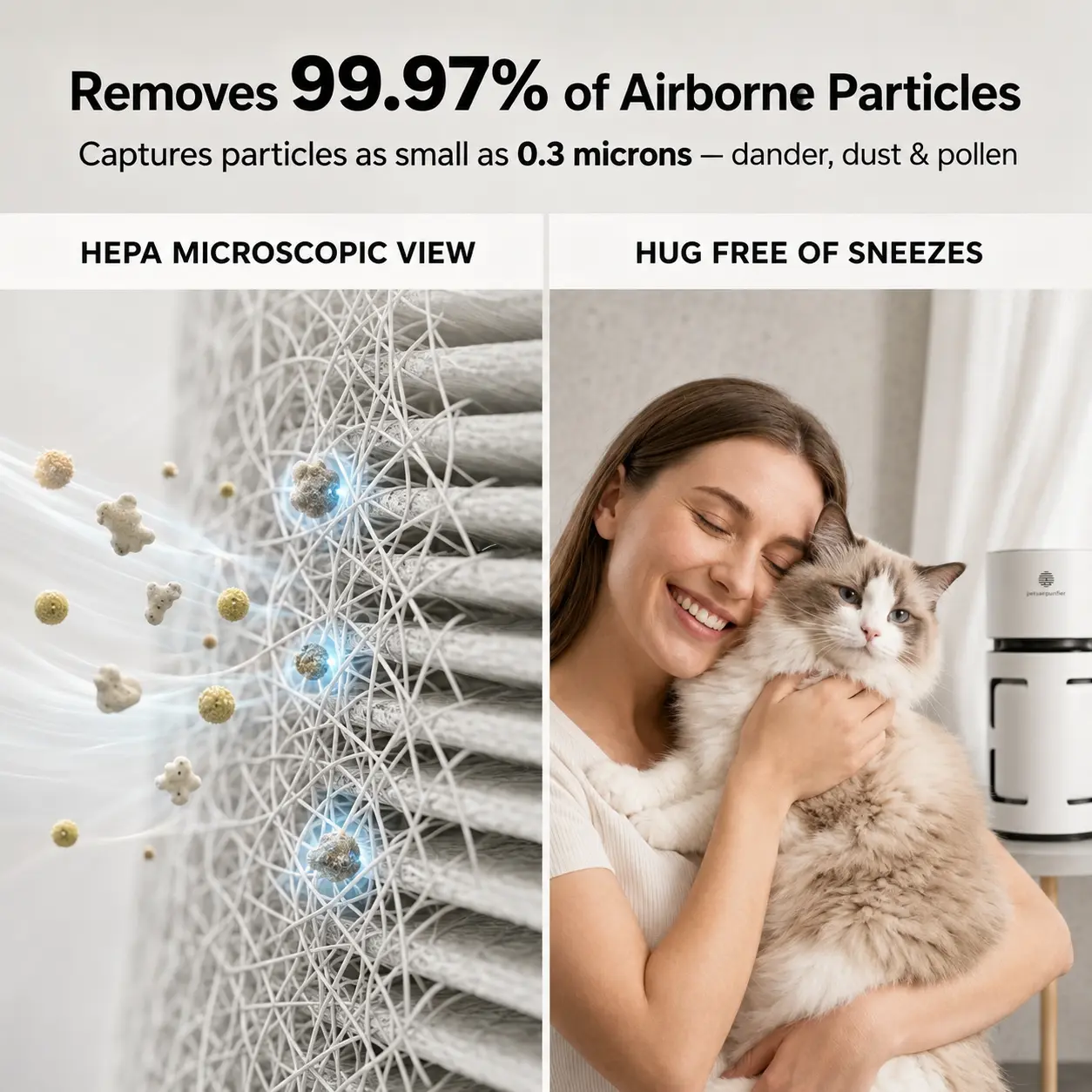 2-in-1 Pet Air Purifier for 1076 Sq. Ft Large Rooms, H13 True HEPA Filter Removes 99.97% of Odors/Dander/Smoke, Bonus Cat Scratcher Cover DX-APUR1