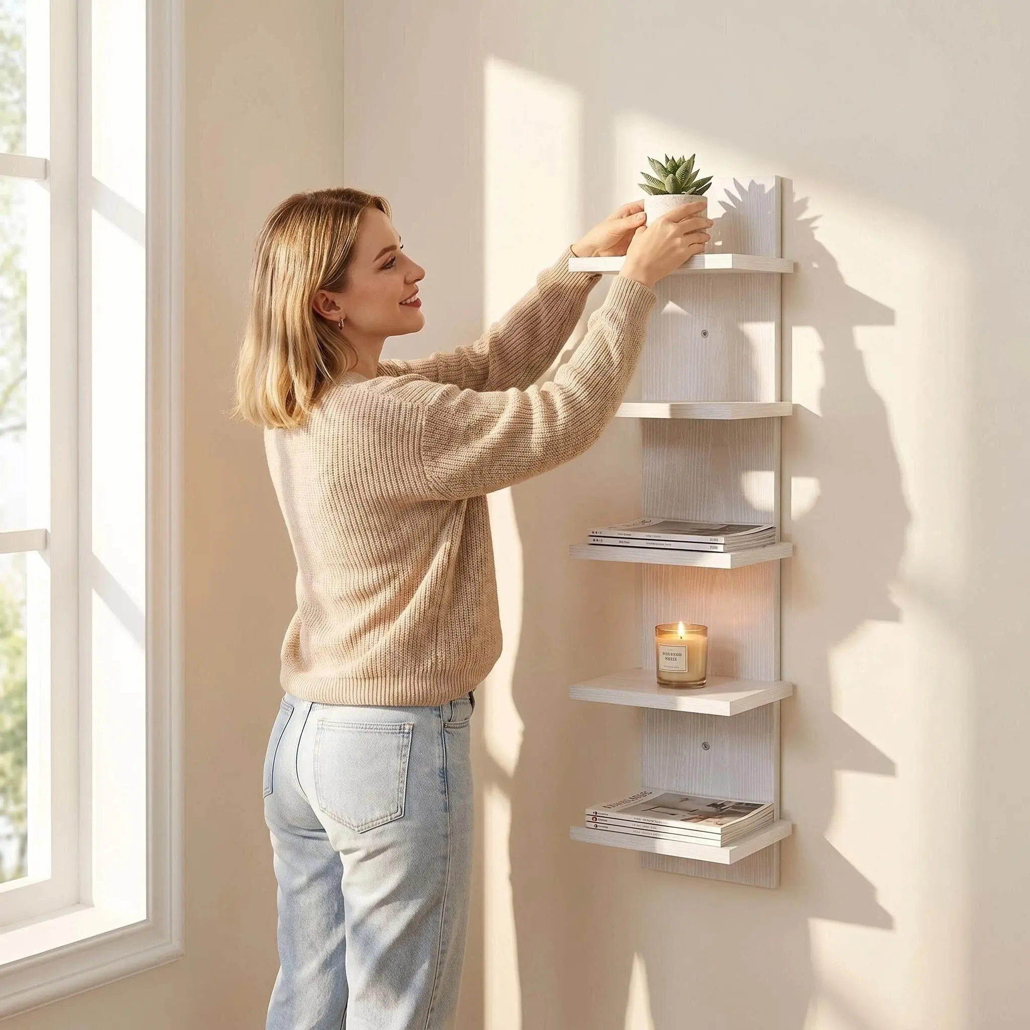 COMHOMA 5 Tier Wall Shelf Unit DX-QC046