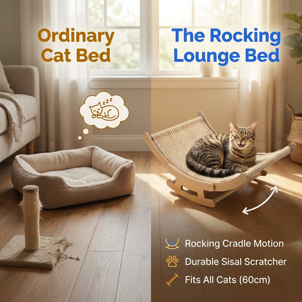 COMHOMA® 2-in-1 Comfy Cat Scratcher Bed, 23.6" Scratch Post with Rocking Function for Medium/Large Cats CHPET-CSP